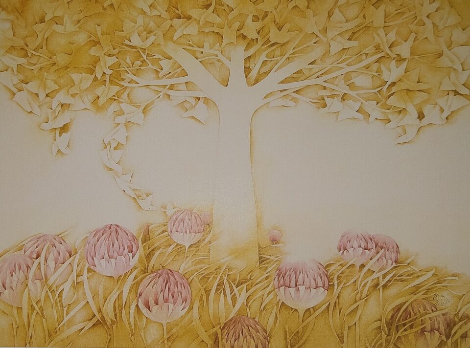 Aquarell Der glückliche Baum